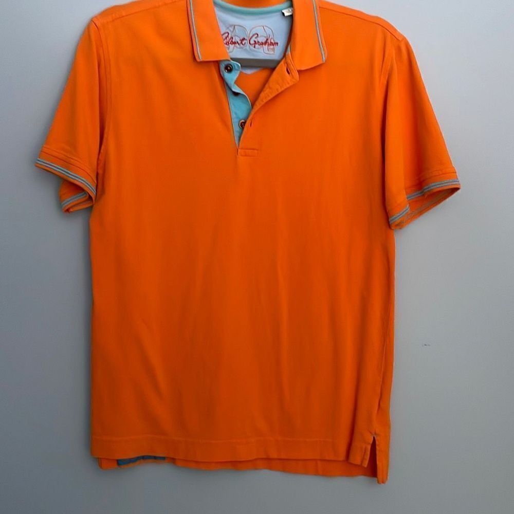 Robert Graham Clock Tower Classic Fit Polo size Small Orange